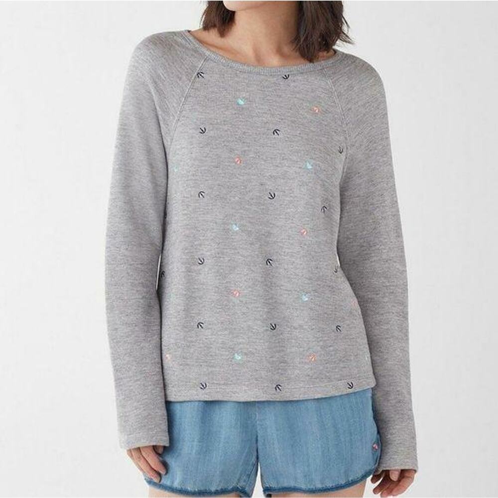 Splendid x Gray Malin Gray Parasol Embroidered Pullover Sweatshirt NEW Womens XL